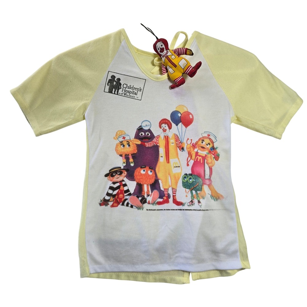 Vintage McDonaldland Ronald McDonald Childrens Hospital Gown Yellow Youth Small